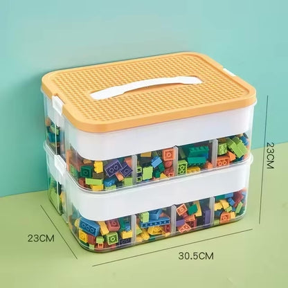 Stackable Kids’ Building Blocks Storage Box | Adjustable Toy Organizer with Handle