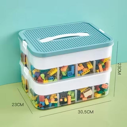 Stackable Kids’ Building Blocks Storage Box | Adjustable Toy Organizer with Handle