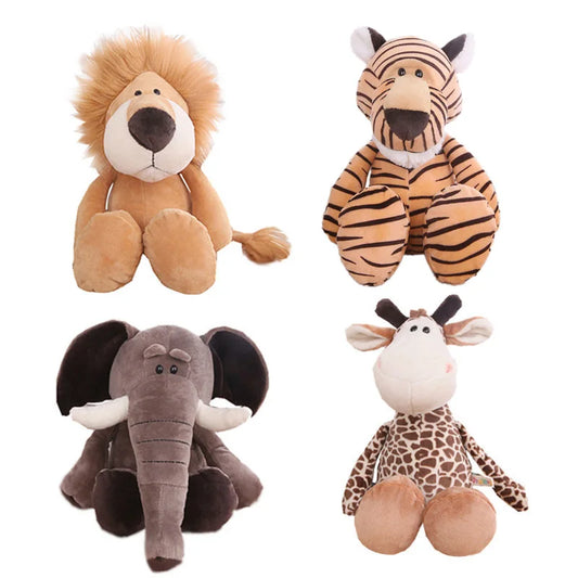 Jungle Animal Plush Toys | Soft Stuffed Dolls for Kids – Lion, Elephant, Tiger, Dog, Fox, Monkey, Deer