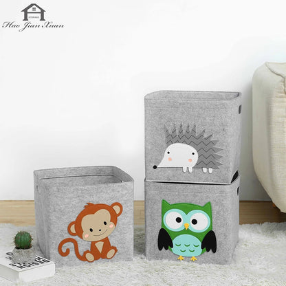 Cube Folding Toy Storage Box | Kids' Organizer with Animal Design – Felt Fabric Storage Basket for Nursery & Playroom