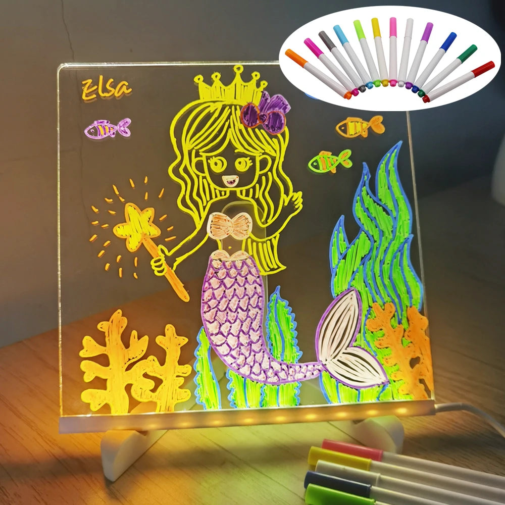 Personalized LED Lamp | Acrylic Message Note Board | Rewritable Night Light for Kids' Rooms & Gifts