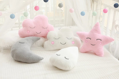 Stuffed Cloud, Moon, Star & Raindrop Plush Pillows | Soft Cushion Toys for Kids' Rooms & Gifts