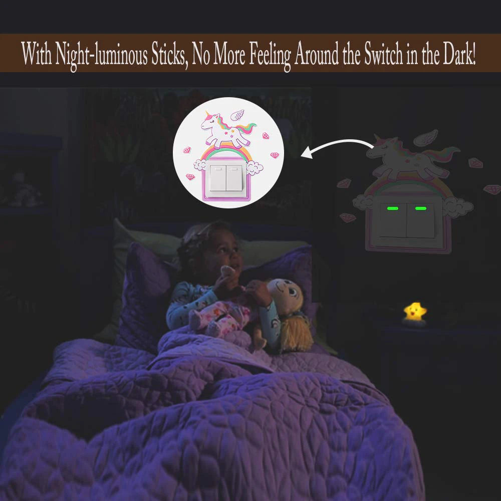 3D Unicorn Switch Sticker | Glow-in-the-Dark Wall Décor for Kids' Rooms