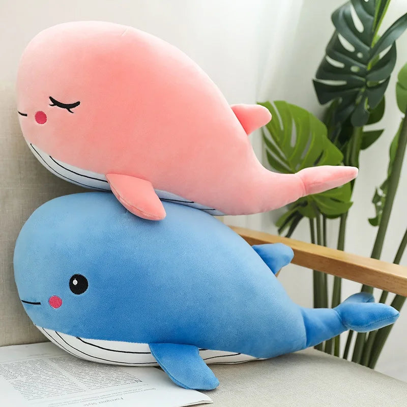 Kawaii Soft Whale Plush Toy – Cute Cartoon Animal Pillow for Kids and Gifts