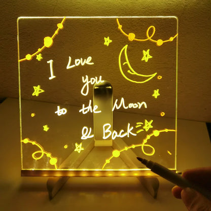 Personalized LED Lamp | Acrylic Message Note Board | Rewritable Night Light for Kids' Rooms & Gifts