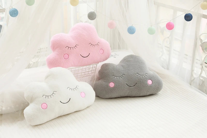 Stuffed Cloud, Moon, Star & Raindrop Plush Pillows | Soft Cushion Toys for Kids' Rooms & Gifts