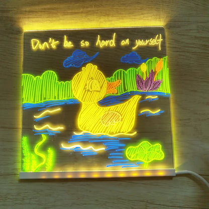 Personalized LED Lamp | Acrylic Message Note Board | Rewritable Night Light for Kids' Rooms & Gifts