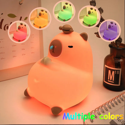 Cartoon Capybara Silicone Night Light | USB Rechargeable & Dimmable Kids' Night Light