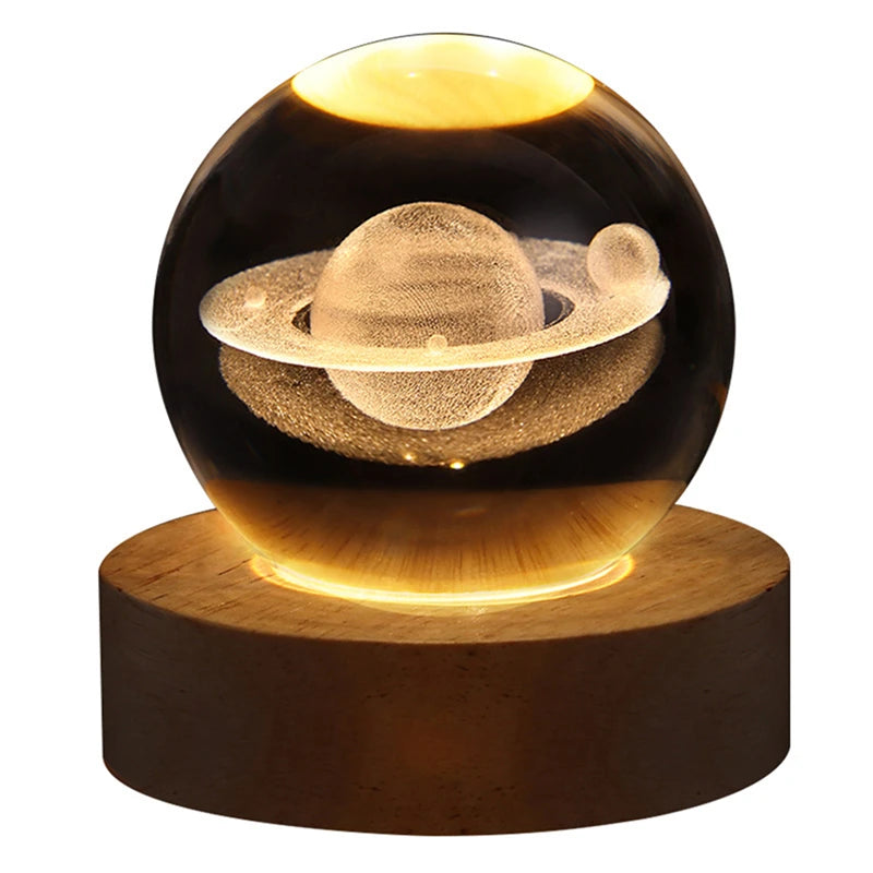 LED Milky Way Galaxy Crystal Ball Night Light | 3D Solar System Lamp for Kids' Rooms