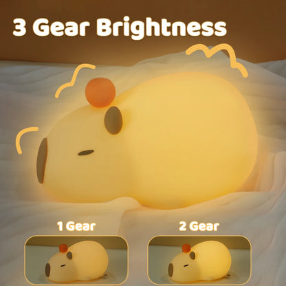 Cartoon Capybara Silicone Night Light | USB Rechargeable & Dimmable Kids' Night Light