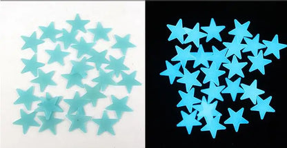 100pcs Glow-in-the-Dark Luminous Star Wall Stickers for Kids' Room | DIY Decor