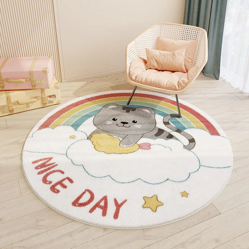 Animal Jungle Round Carpet | Soft Plush Play Mat for Kids' Rooms