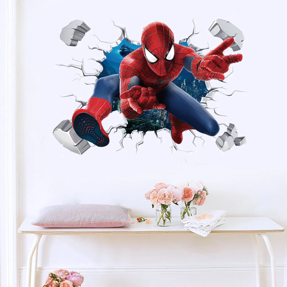 Spiderman Superheroes Wall Sticker - PVC Decor for Kids' Room | Cartoon Movie Mural Art Decals