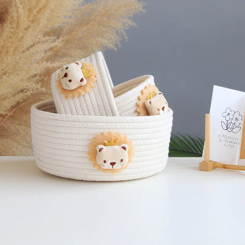 Cotton Rope Lion Storage Basket | Handwoven Kids’ Organizer for Toys & Laundry