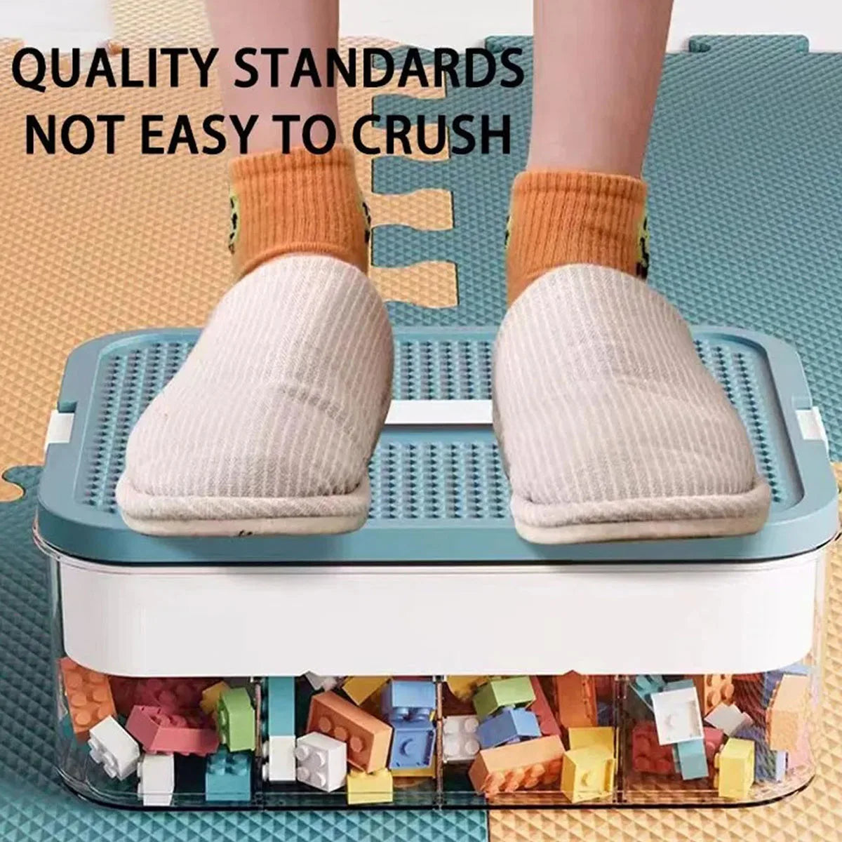 Stackable Kids’ Building Blocks Storage Box | Adjustable Toy Organizer with Handle