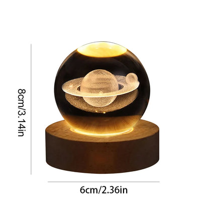 LED Milky Way Galaxy Crystal Ball Night Light | 3D Solar System Lamp for Kids' Rooms