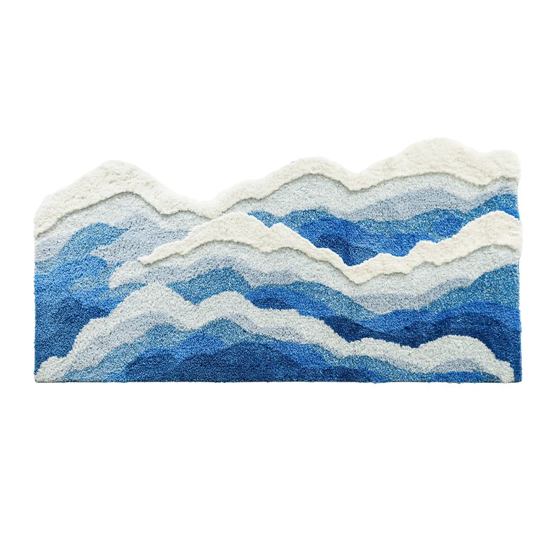 Aesthetic Tufting Ocean Bedroom Rug - Soft Fluffy Wave Carpet for Home Decor- 1