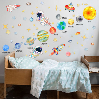 Solar System Wall Stickers | Astronaut & Stars Wall Decals for Kids' Rooms