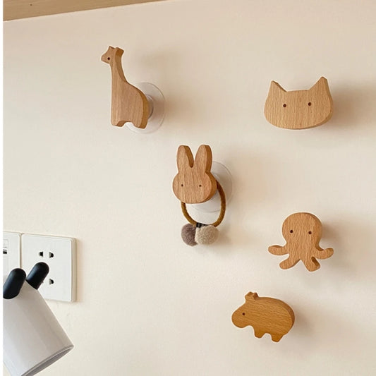 Wooden Animal Wall Hook - Cute Kids' Room Decor and Coat Hanger made from durable beech wood.