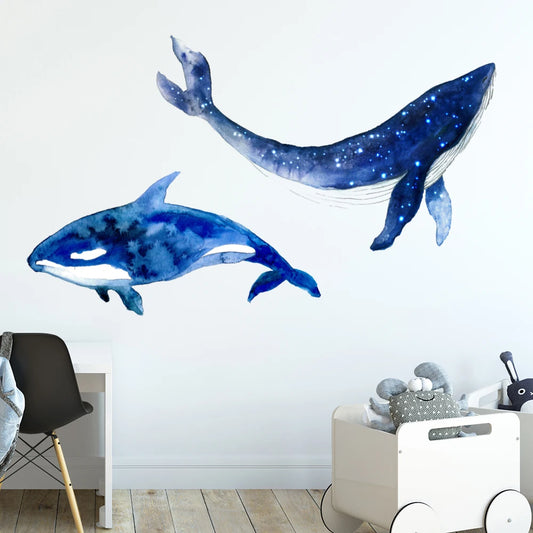 Beautiful Blue Whale Wall Sticker – Removable PVC Decal for Kids' Rooms & Nursery Decor