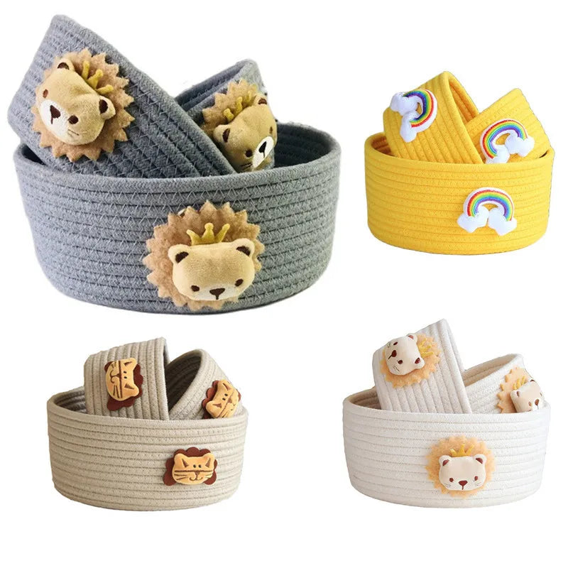 Cotton Rope Lion Storage Basket | Handwoven Kids’ Organizer for Toys & Laundry