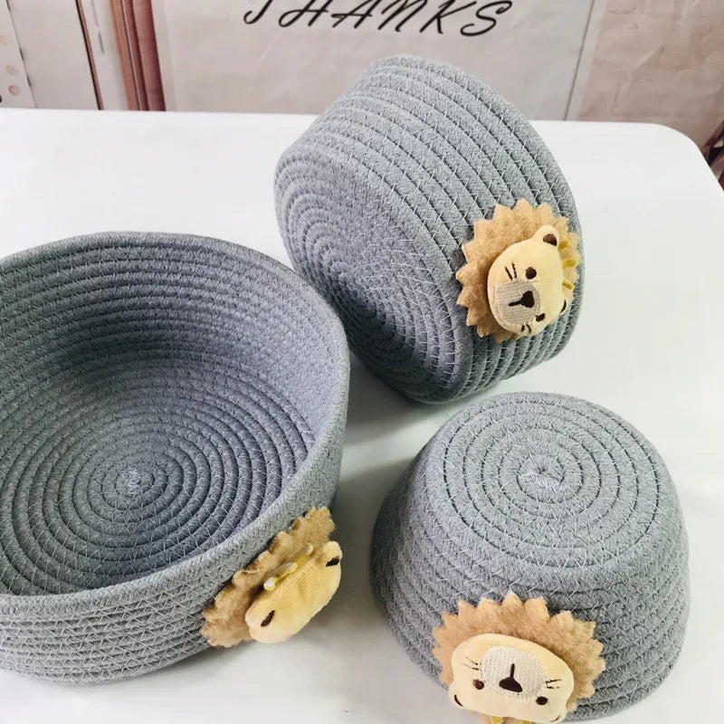 Cotton Rope Lion Storage Basket | Handwoven Kids’ Organizer for Toys & Laundry