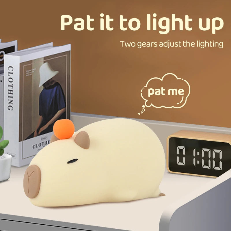 Cartoon Capybara Silicone Night Light | USB Rechargeable & Dimmable Kids' Night Light