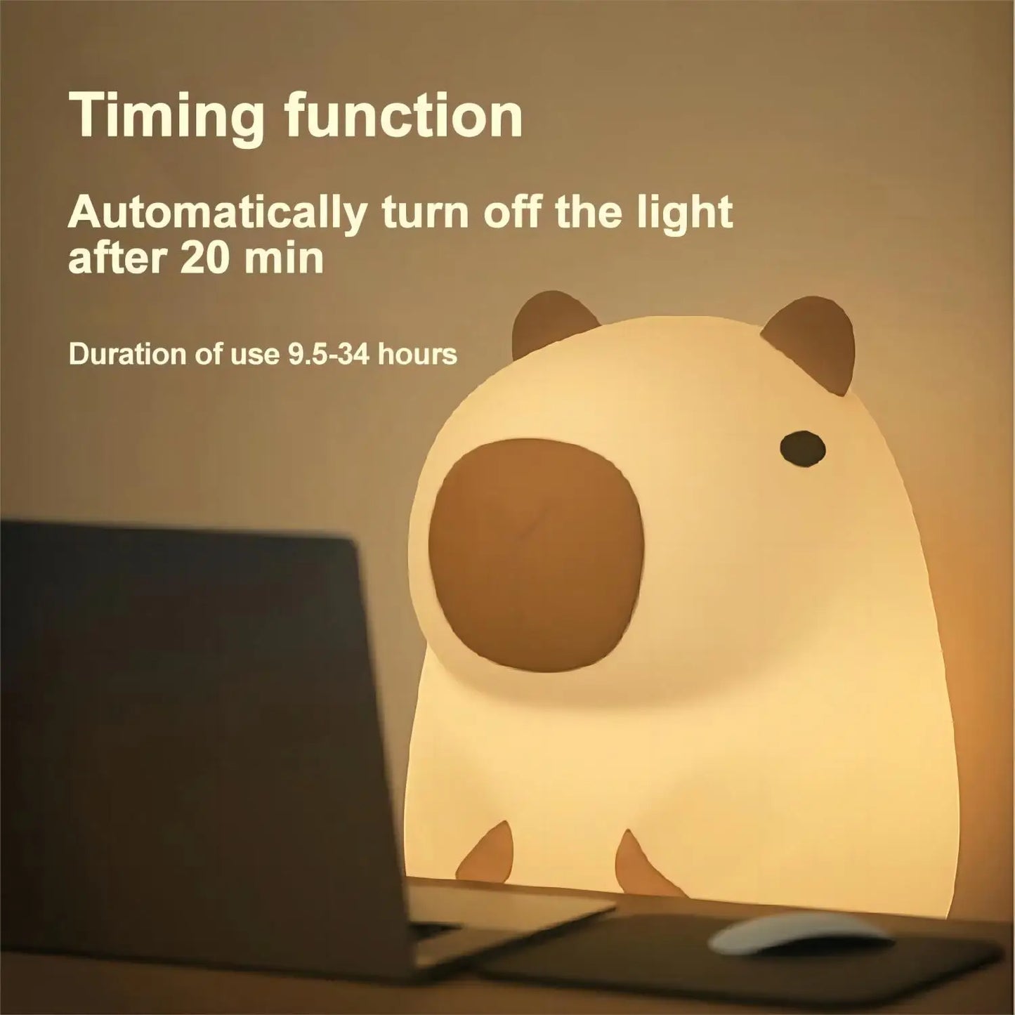 Cartoon Capybara Silicone Night Light | USB Rechargeable & Dimmable Kids' Night Light