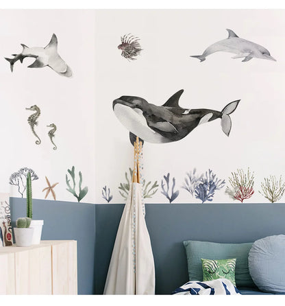 Underwater World Fish Wall Stickers | Waterproof Ocean Wall Decals for Kids' Rooms & Nurseries