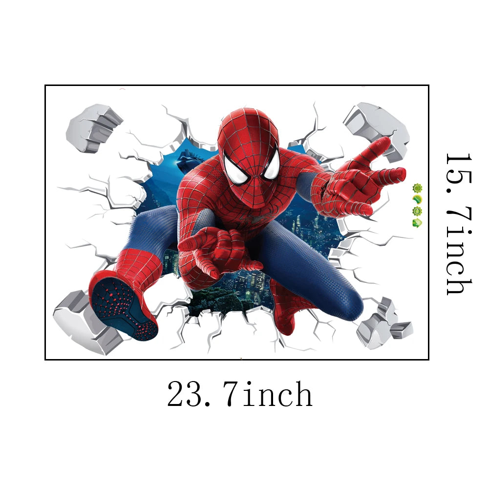 Spiderman Superheroes Wall Sticker - PVC Decor for Kids' Room | Cartoon Movie Mural Art Decals