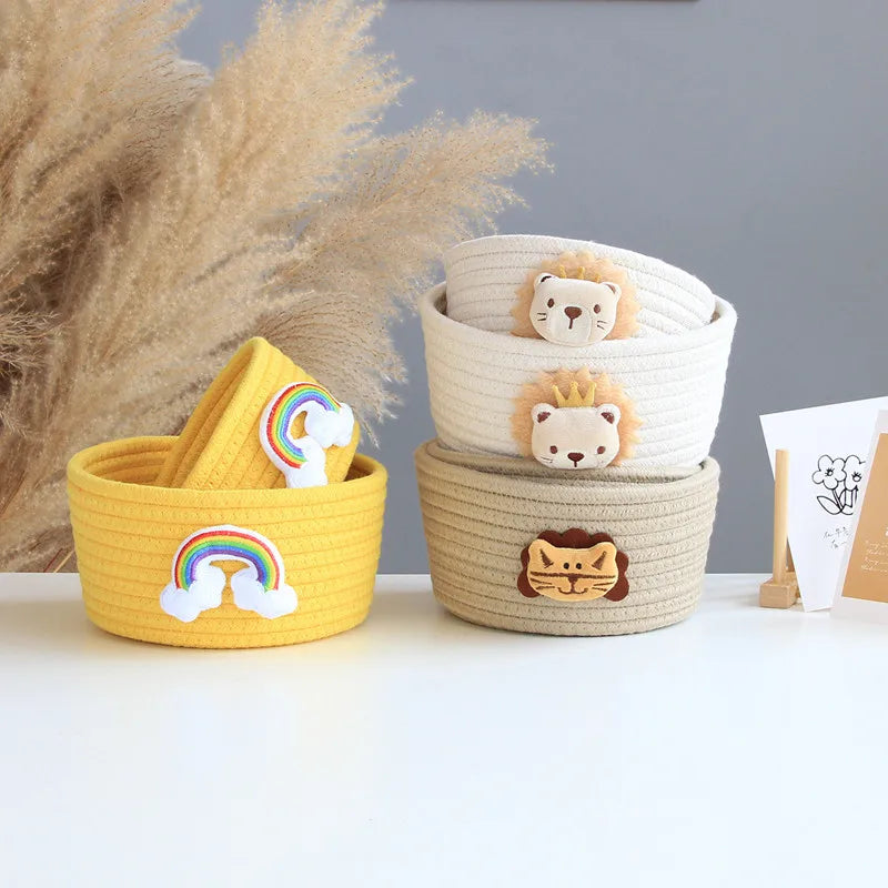 Cotton Rope Lion Storage Basket | Handwoven Kids’ Organizer for Toys & Laundry