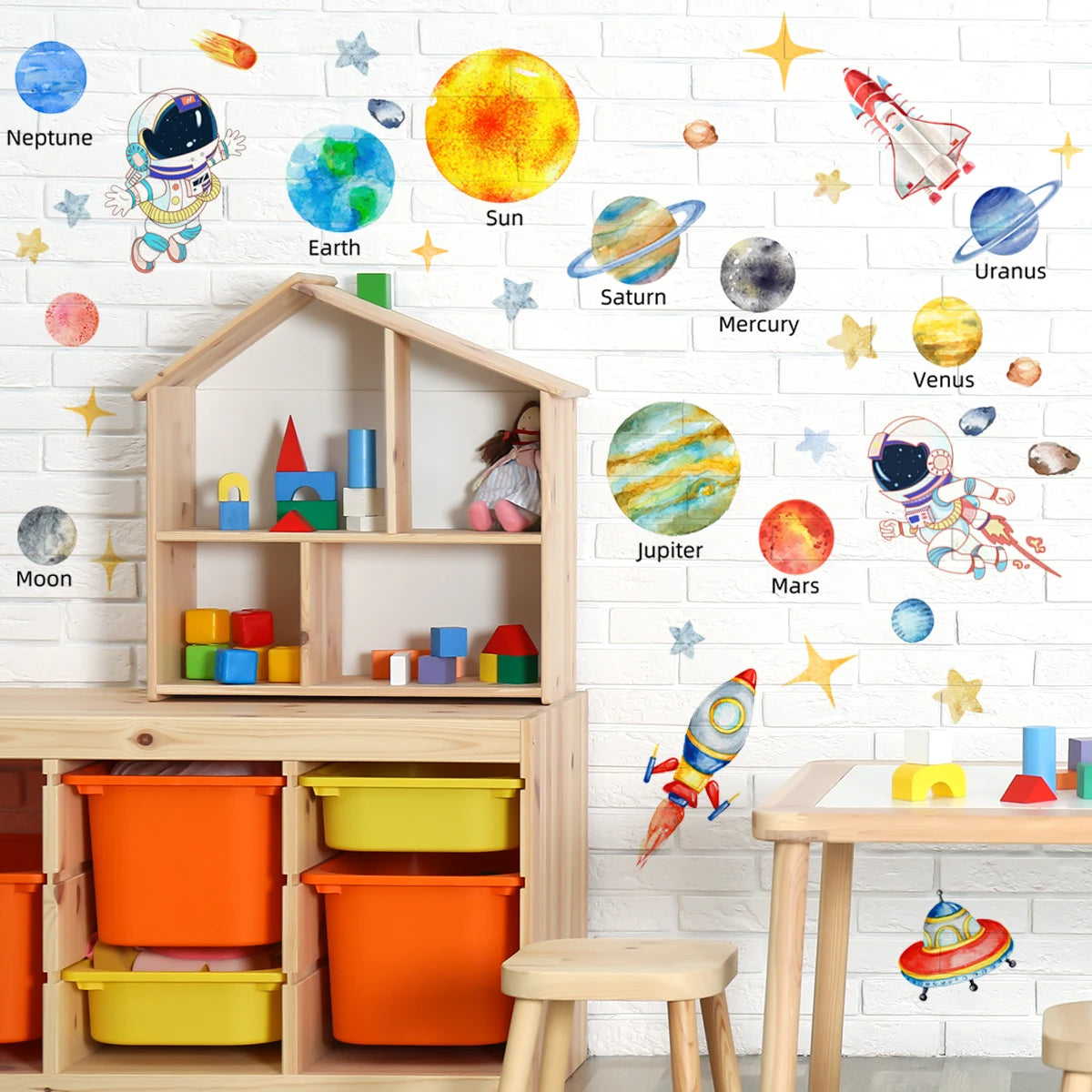 Solar System Wall Stickers | Astronaut & Stars Wall Decals for Kids' Rooms