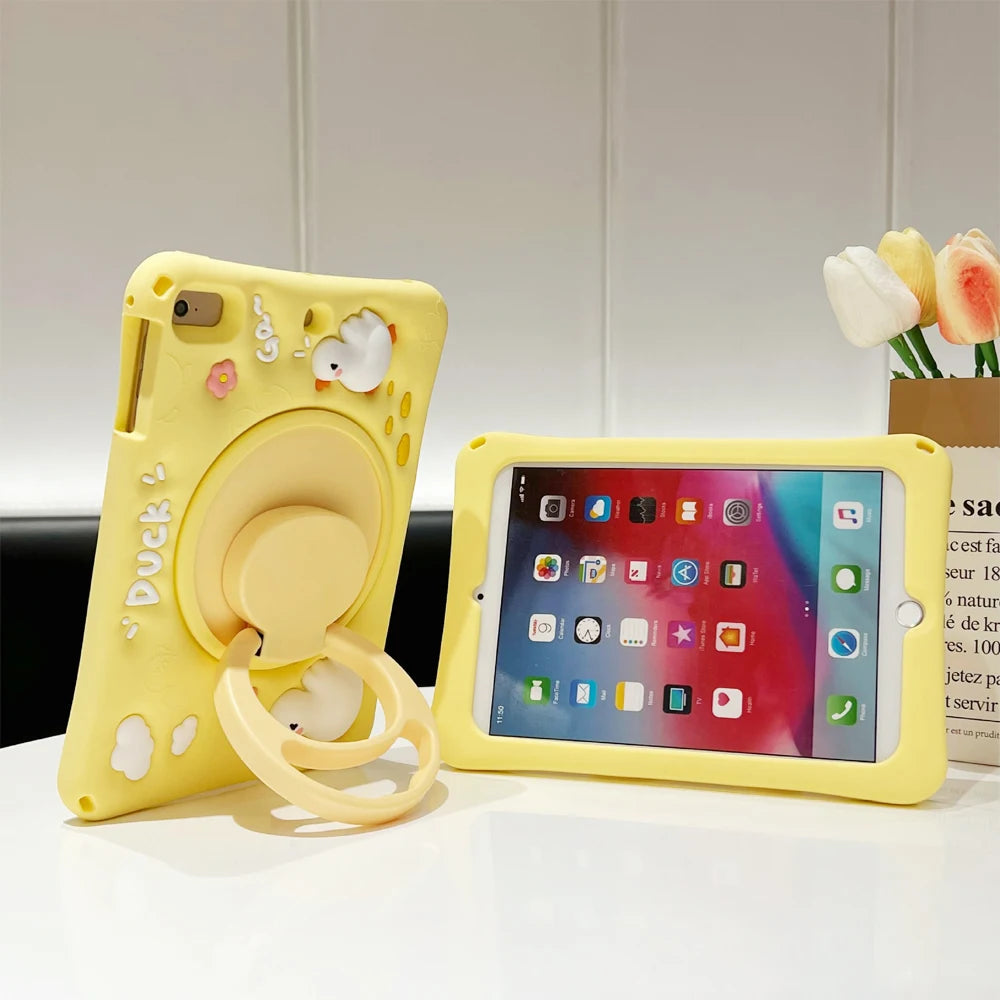 iPad Kids Tablet Cover | Protective Silicone Case with Adjustable Bracket and Shoulder Strap