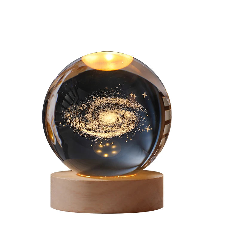 LED Milky Way Galaxy Crystal Ball Night Light | 3D Solar System Lamp for Kids' Rooms