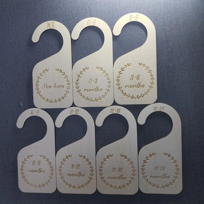 7-Piece Wooden Baby Closet Dividers - Age Organizer for 0-7 Years