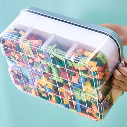 Stackable Kids’ Building Blocks Storage Box | Adjustable Toy Organizer with Handle