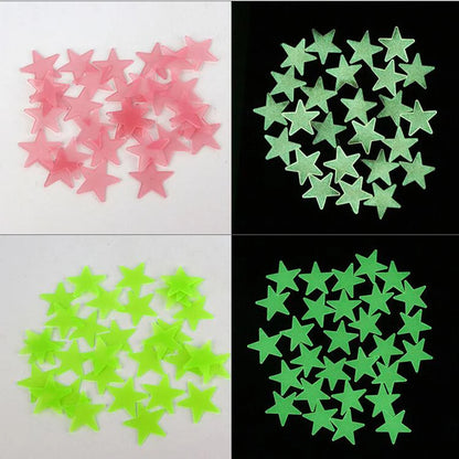 100pcs Glow-in-the-Dark Luminous Star Wall Stickers for Kids' Room | DIY Decor