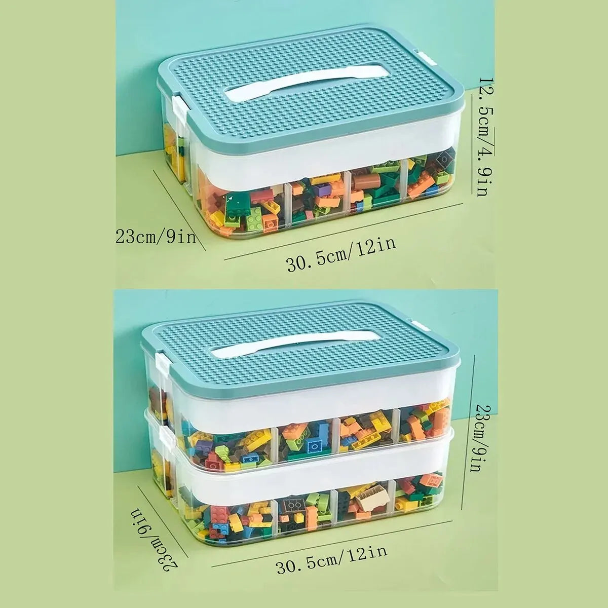 Stackable Kids’ Building Blocks Storage Box | Adjustable Toy Organizer with Handle