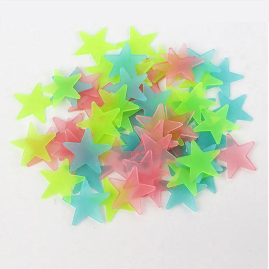 100pcs Glow-in-the-Dark Luminous Star Wall Stickers for Kids' Room | DIY Decor