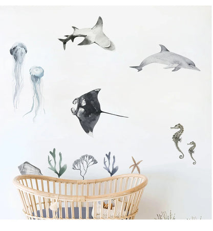 Underwater World Fish Wall Stickers | Waterproof Ocean Wall Decals for Kids' Rooms & Nurseries