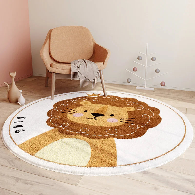 Animal Jungle Round Carpet - Soft Plush Play Mat for Kids' Jungle-Themed Rooms - 2