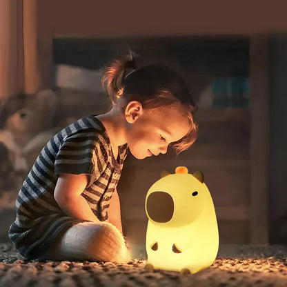 Cartoon Capybara Silicone Night Light | USB Rechargeable & Dimmable Kids' Night Light